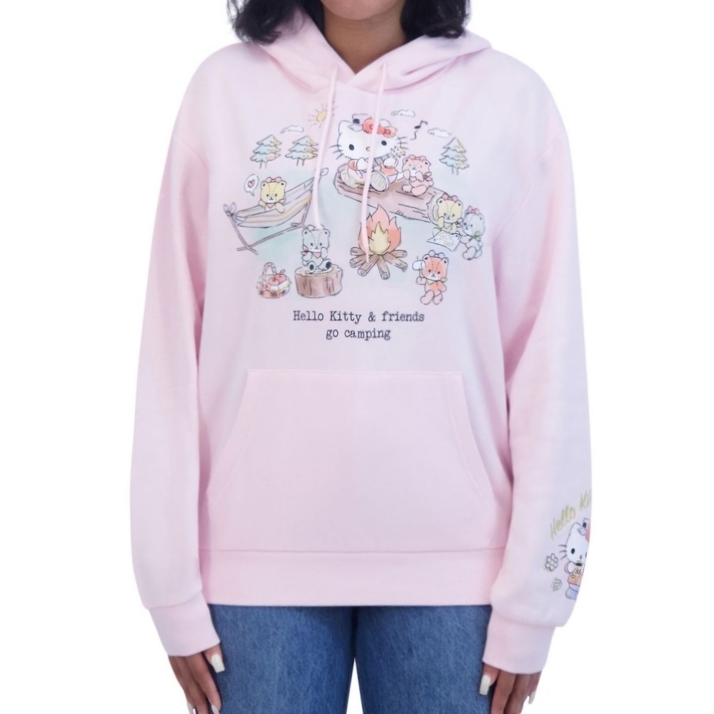 Hello Kitty & Friends Women's XL Go Camping Light‎ Pink Embroiderd Sanrio NEW